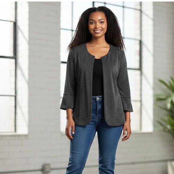 Jessica Howard Women's Black and Silver Evening Jacket - Picture 1 of 8